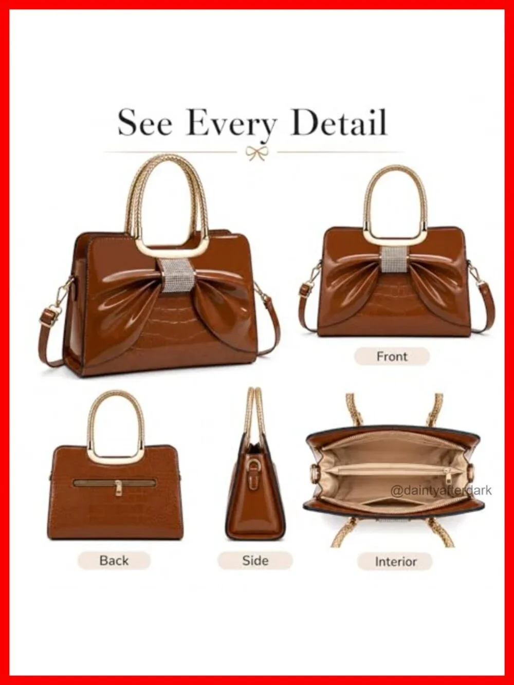 Women's Glossy Patent Leather Top Handle Satchel Medium Structured Handbag
